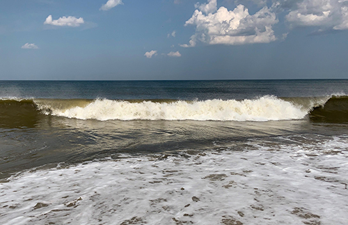 Ocean wave breaking.